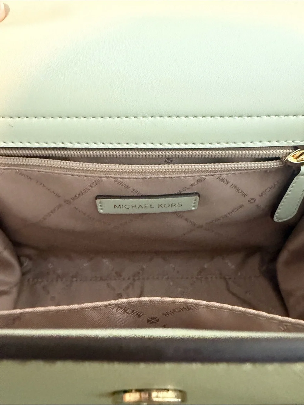 Michael Kors Carmen Medium Green and Cream Satchel